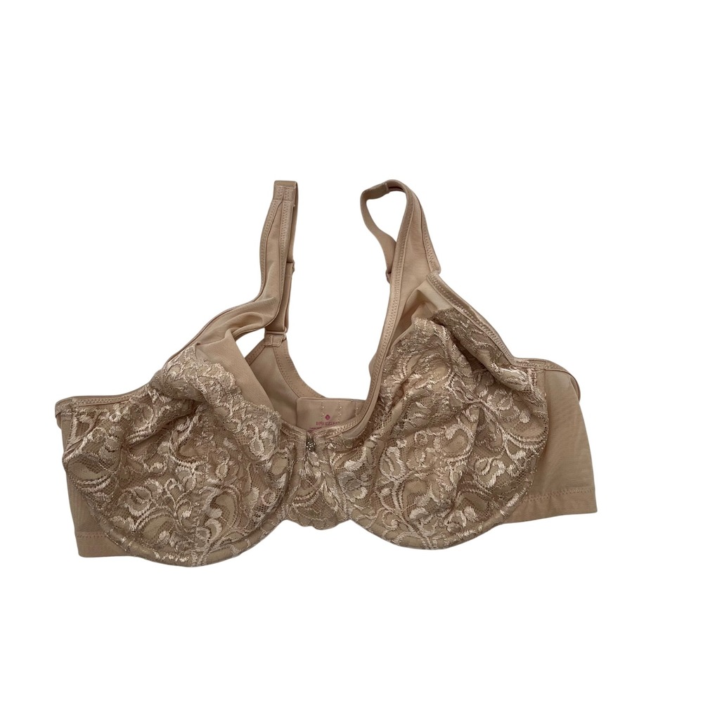 Breezies Floral Lace Unlined Underwire Bra Nude Beige 44D A381392